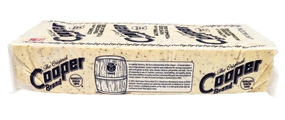 Cooper® Cheese Black Pepper Sharp American Cheese - 5 lb. Solid Block