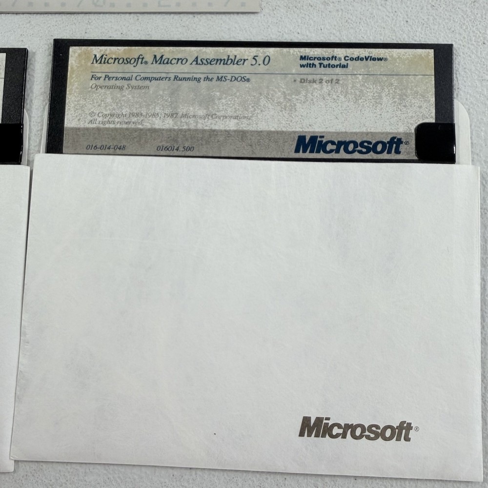 Microsoft Macro Assembler 5.0 MS-DOS Software 5.25" Diskette