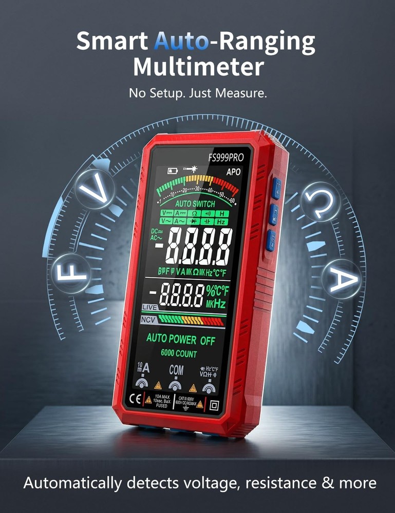 Digital Multimeter, Auto-Ranging Smart Electrical Tester, 6000 Counts TRMS, U...