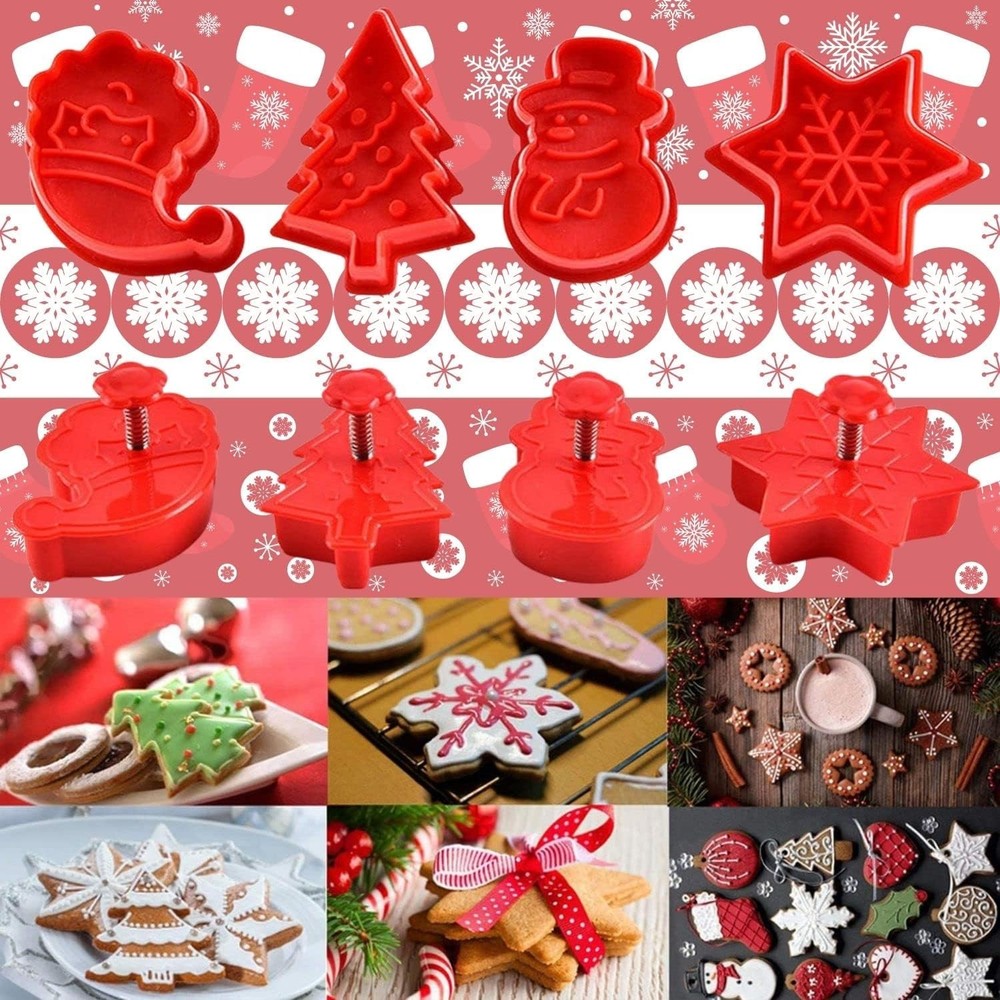 Christmas Themed Cookie Cutter Set - Plastic Spring Biscuits Pastry Cutter Set 3