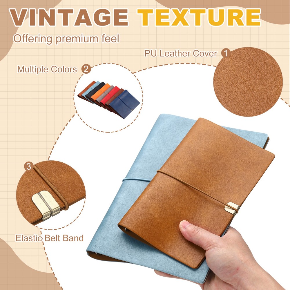 A6 Leather Binder Journal Cover, 6 Ring Elastic Closure, Red