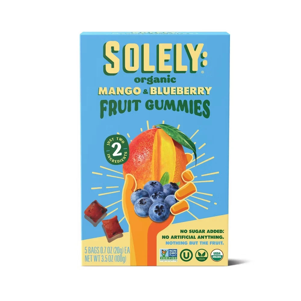 Solely Fruit Gummies Mango & Blueberry 3.5 oz (26 Pack)
