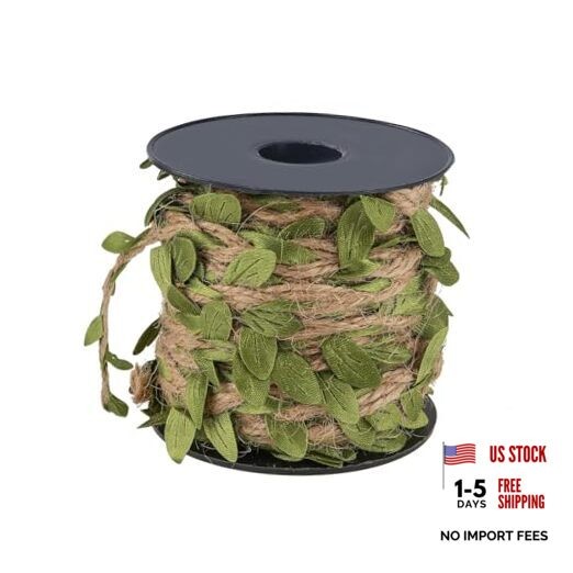 33 feet Burlap Leaf Ribbon - Jungle Decorative String Twine for Crafting