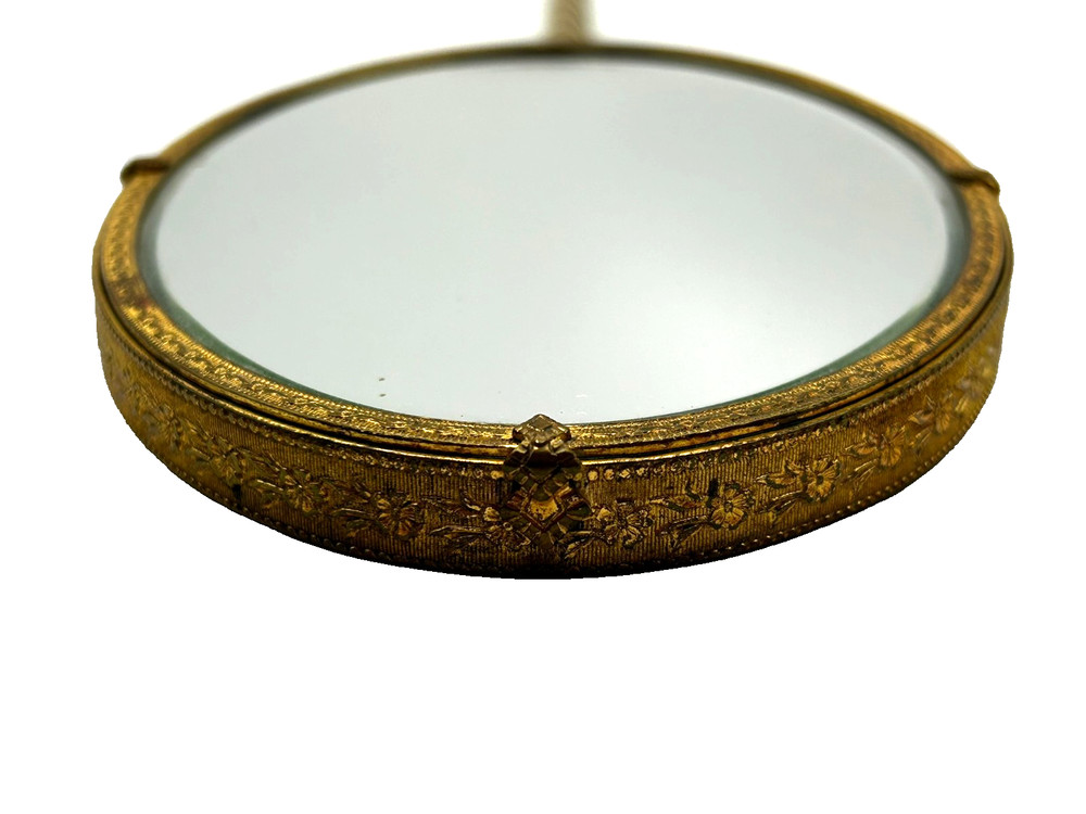 Antique Brass Handheld Vanity Mirror