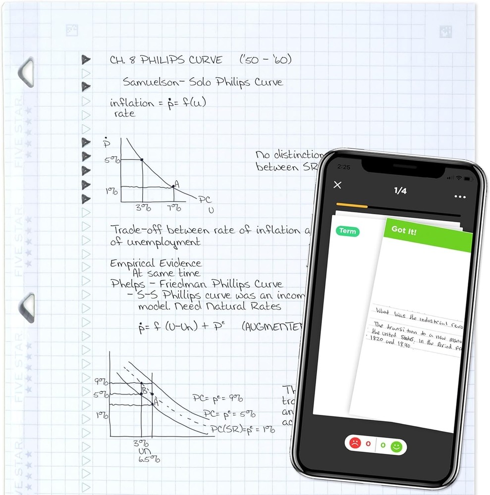 Reinforced Graph Ruled Loose Leaf Paper with Study App Compatibility - 80 Sheets