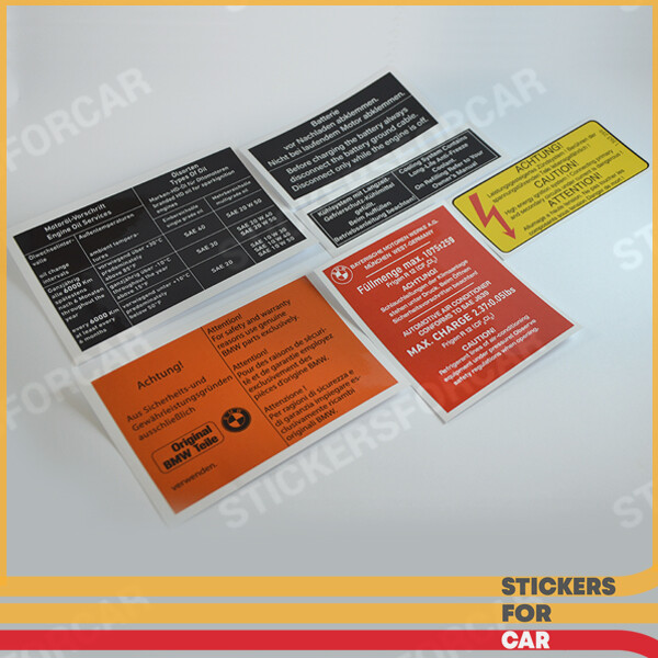 BMW E12, E21, E23, E24, E28, RESTORATION ENGINE SET DECALS STICKERS