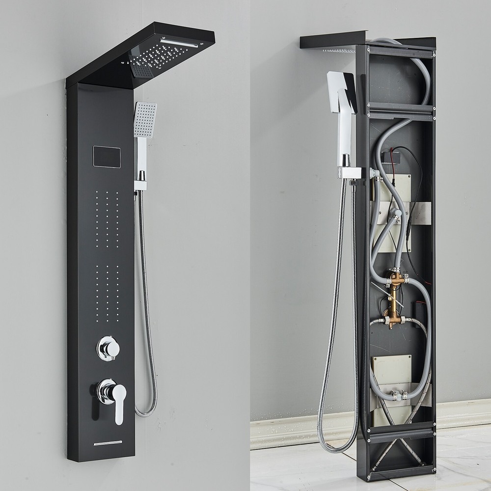 Stainless Steel Shower Panel Tower LED Rainfall Massage System Body Spa Jet