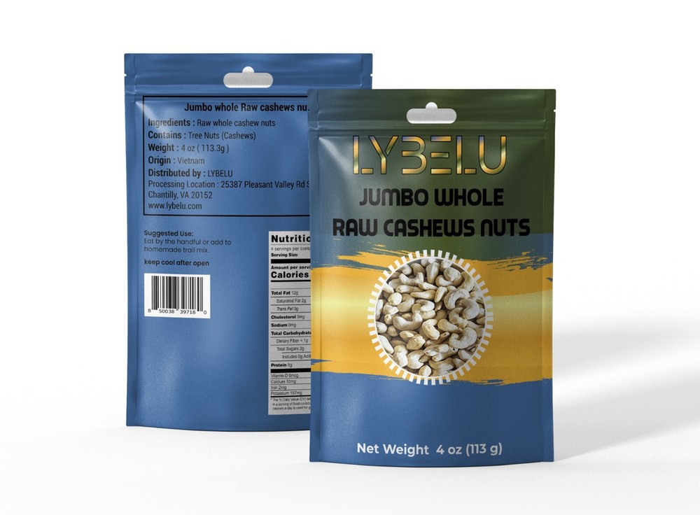 Jumbo Whole Raw Cashews Nuts - 4oz