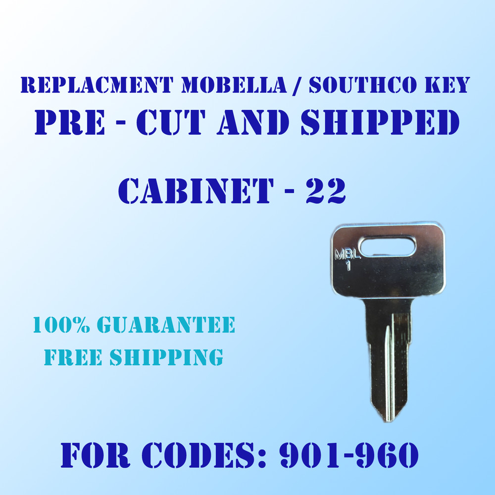 901-960. Replacement key for Mobella / Southco boat locks. Cut to your code.
