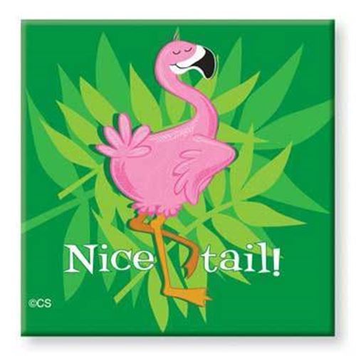 Tin Magnet Nice Tail Pink Flamingo 628-49