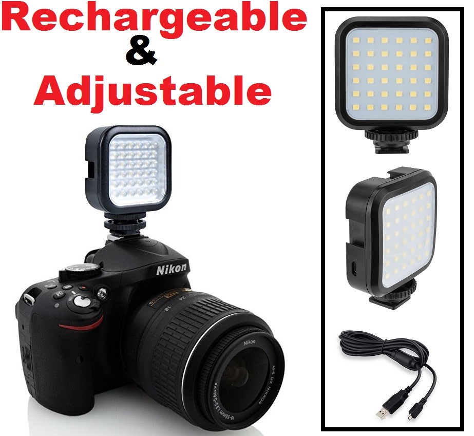 Rechargeable Bright LED Light Kit for Nikon D3100 D3000 D3500 D3200