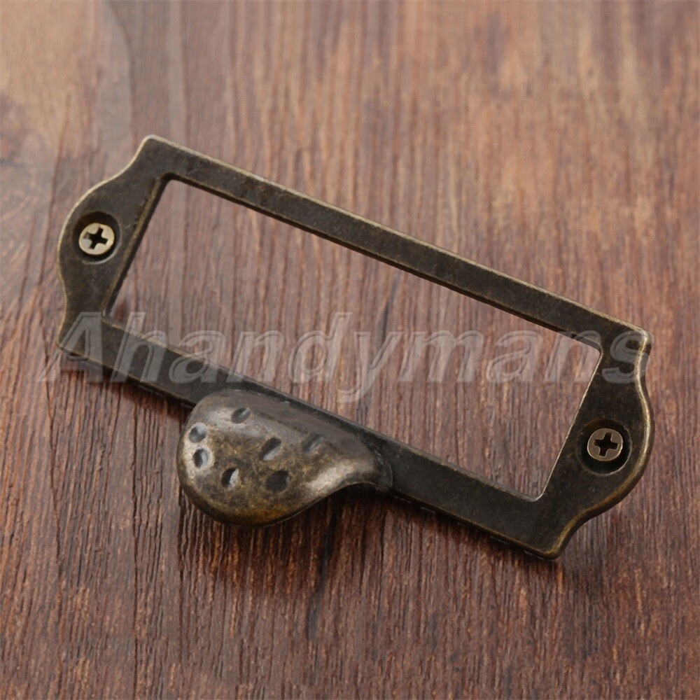 10PCS Antique Library File Cabinet Drawer Tag Label Pull Frame Name Card Holder