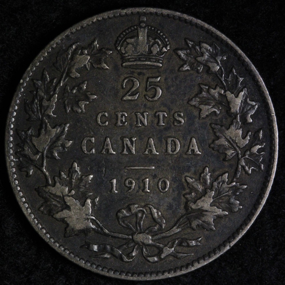 1910 Canada SILVER Twenty Five Cents E332 GAZCH
