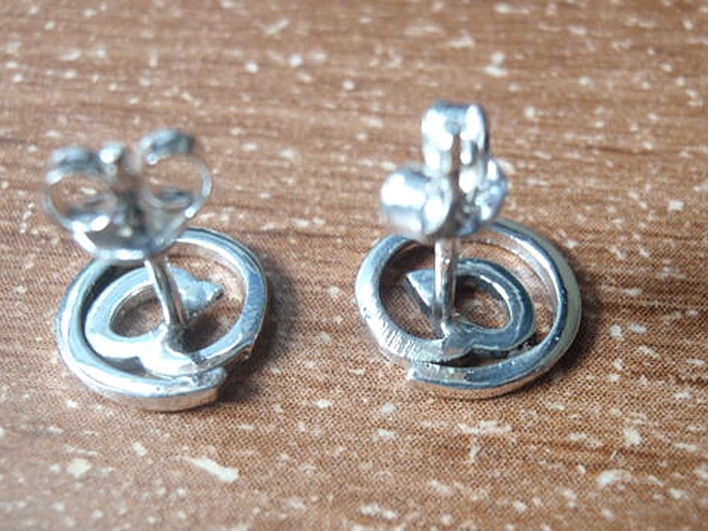 The @ Symbol Stud Earrings 925 Sterling Silver