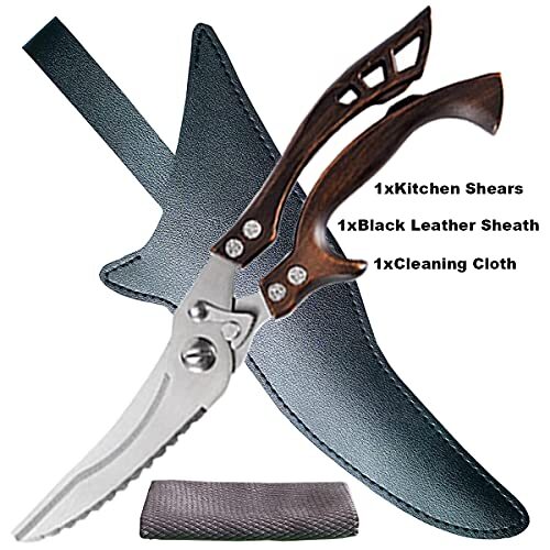 Kitchen Scissors,Kitchen Shears Heavy Duty Poultry Shears with Leather Sheath