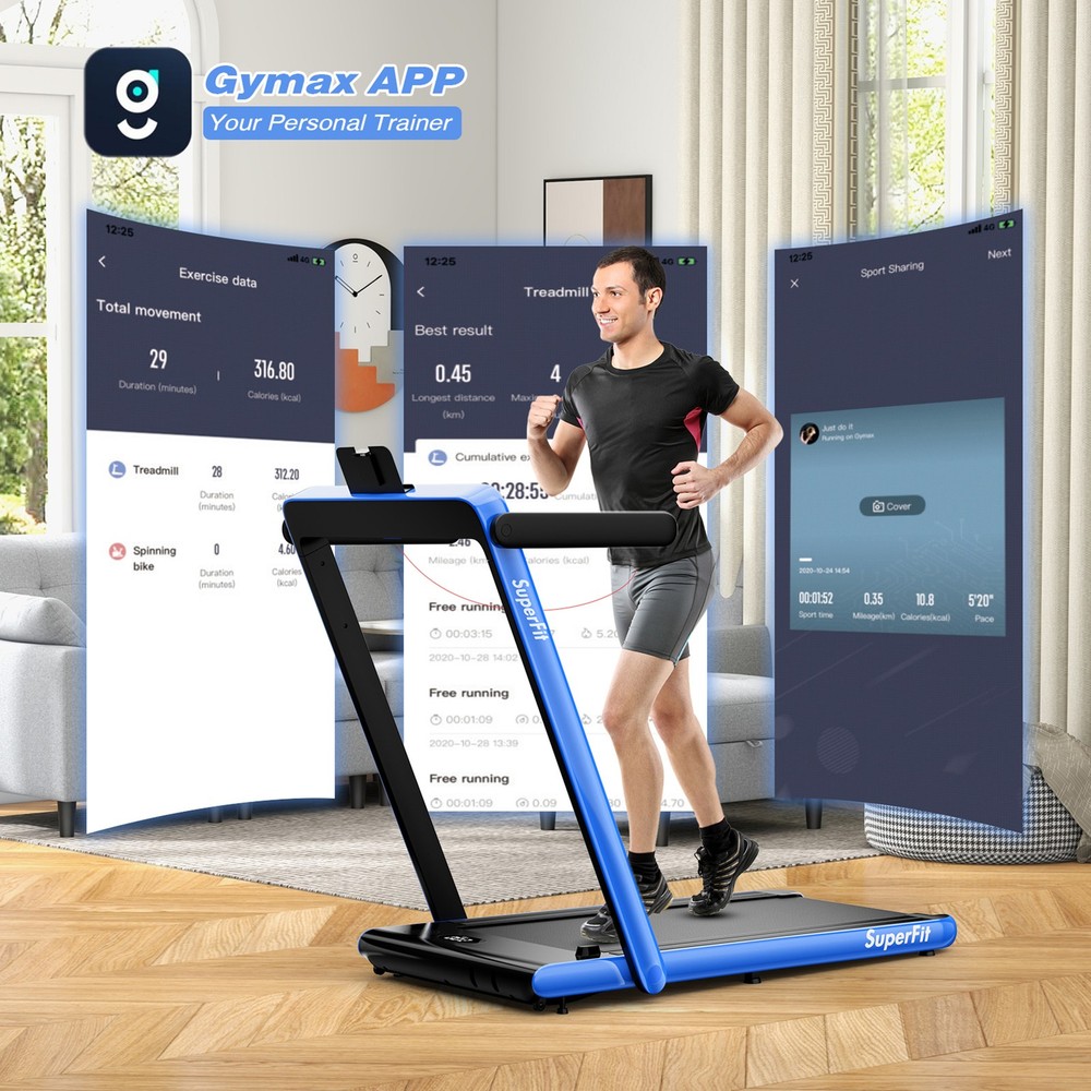 Motorized Treadmill Folding Under Desk Electric Treadmill Navy