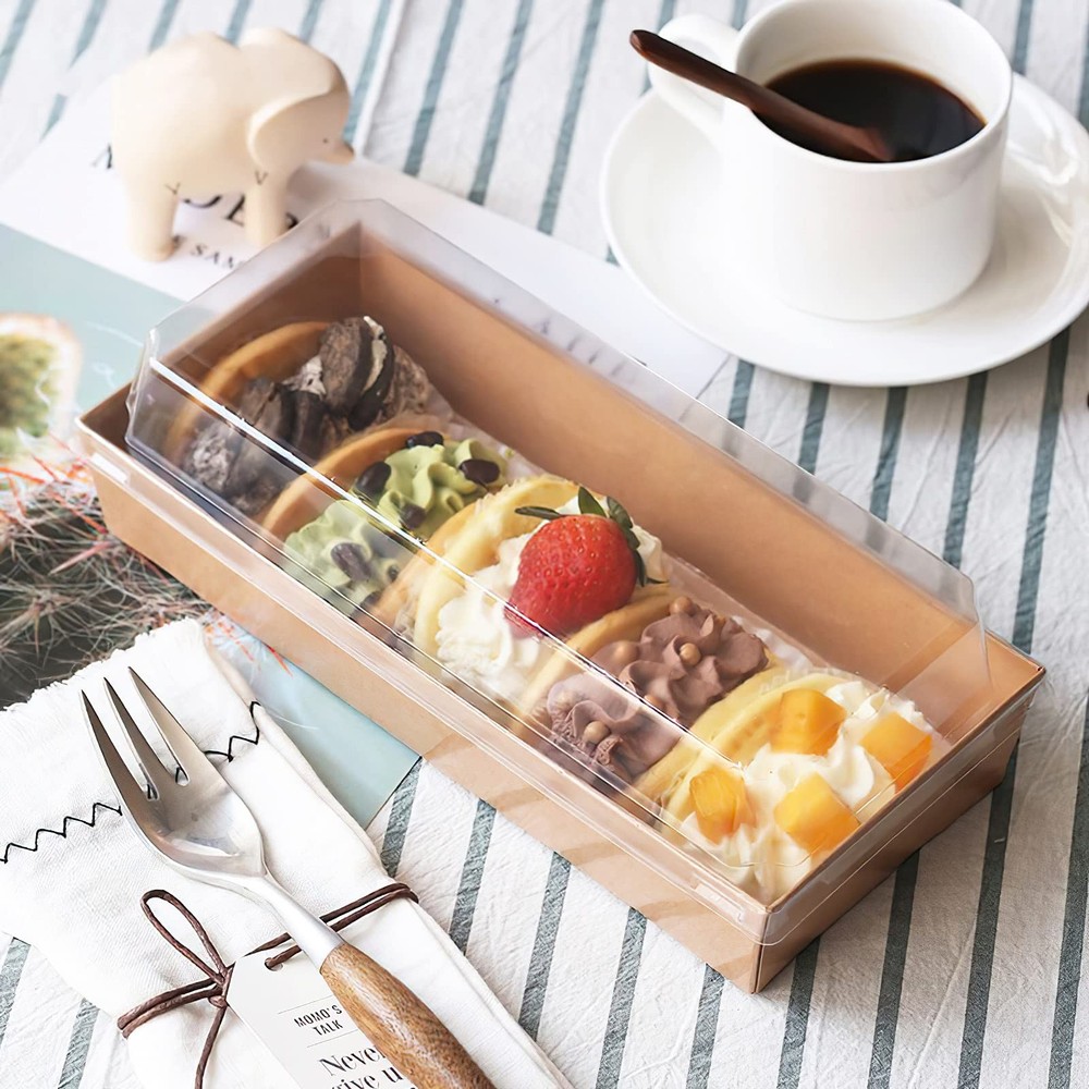 Charcuterie Boxes with Clear Lids, 100 Pack Kraft Bakery Boxes, Cookie Boxes,...
