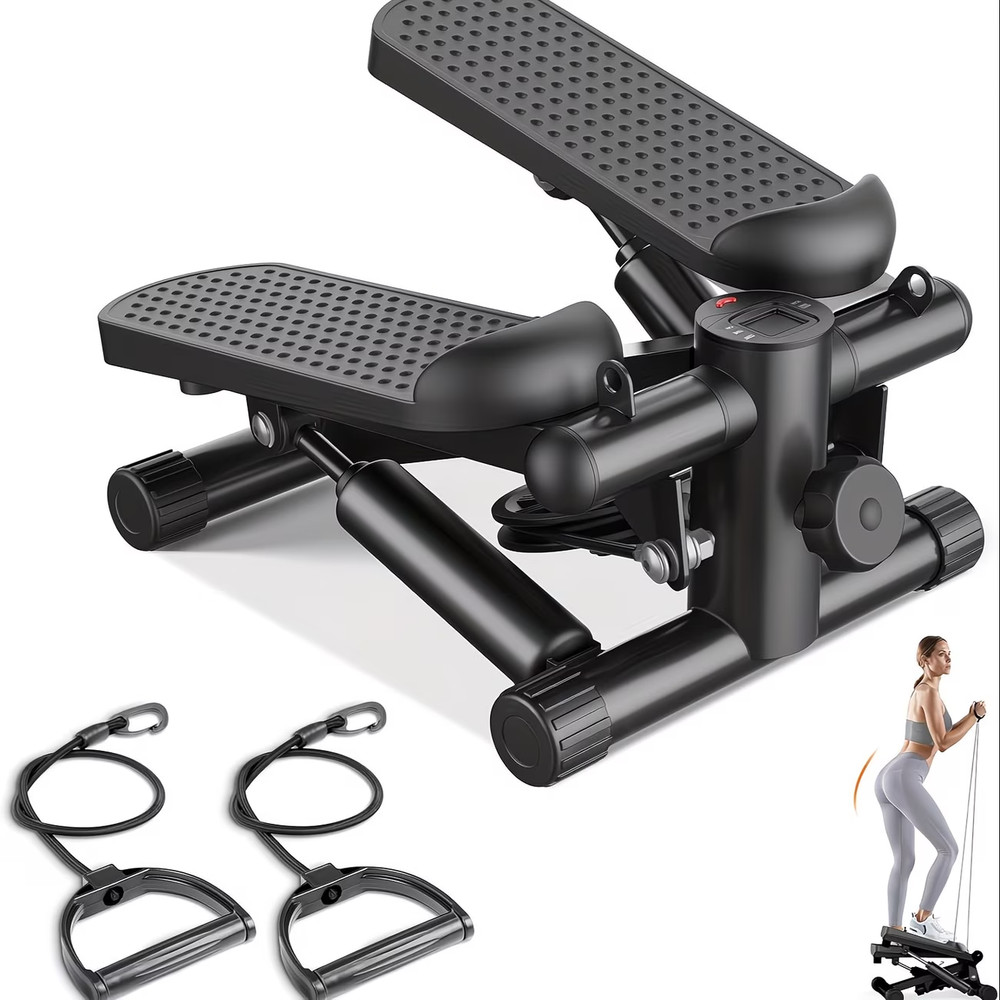 Mini Exercise Stepper with Resistance Bands - Compact Stair Stepper Machine for