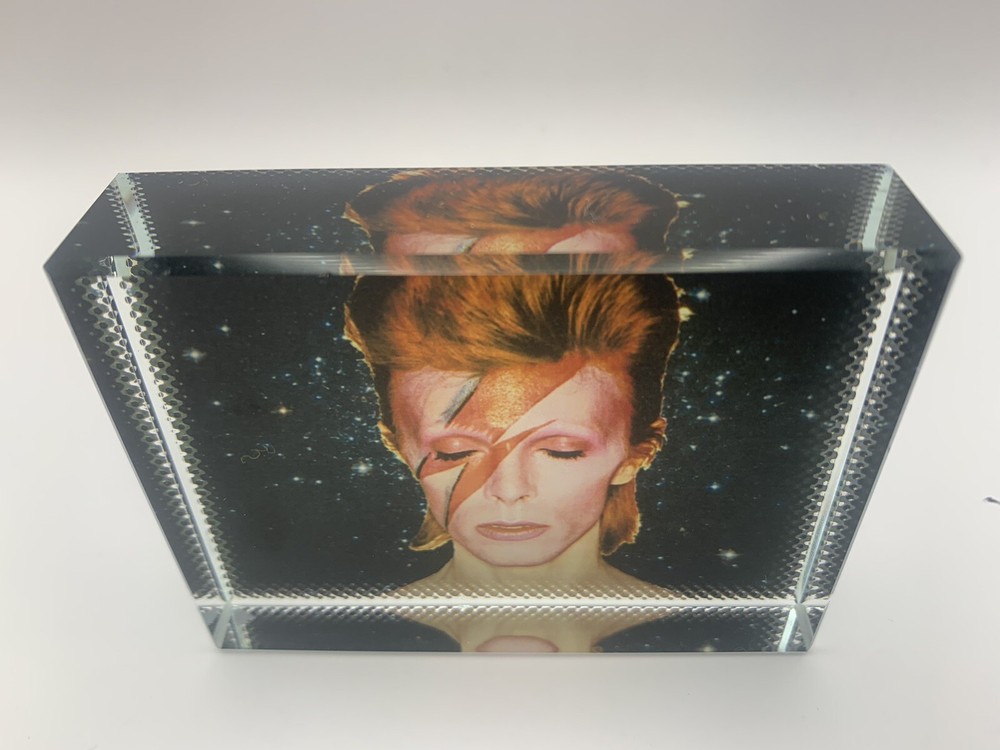 David Bowie Glass Display Block w/ chamfered edges - Unique - Nice