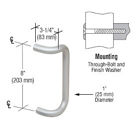 CRL M174828 8" Clear Anodized Solid Offset Pull Handle