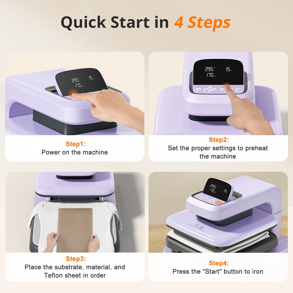 HTVRONT 15x15 Automatic Heat Press Machine 2+Heat Press Tool & Material Kit