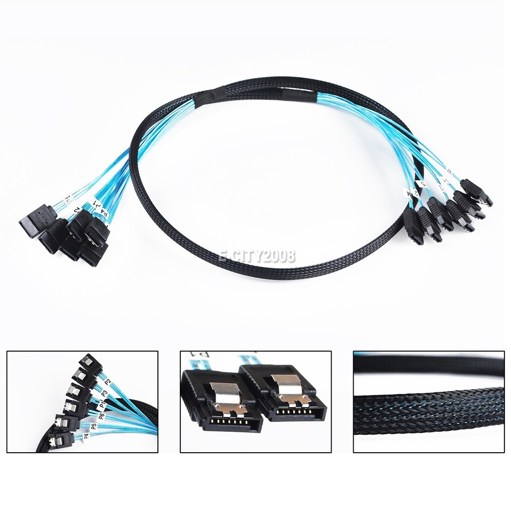 6Gbps Internal 6 SATA 7pin to 6 SATA 7pin Target SSD Hard Disk Data Raid Cable