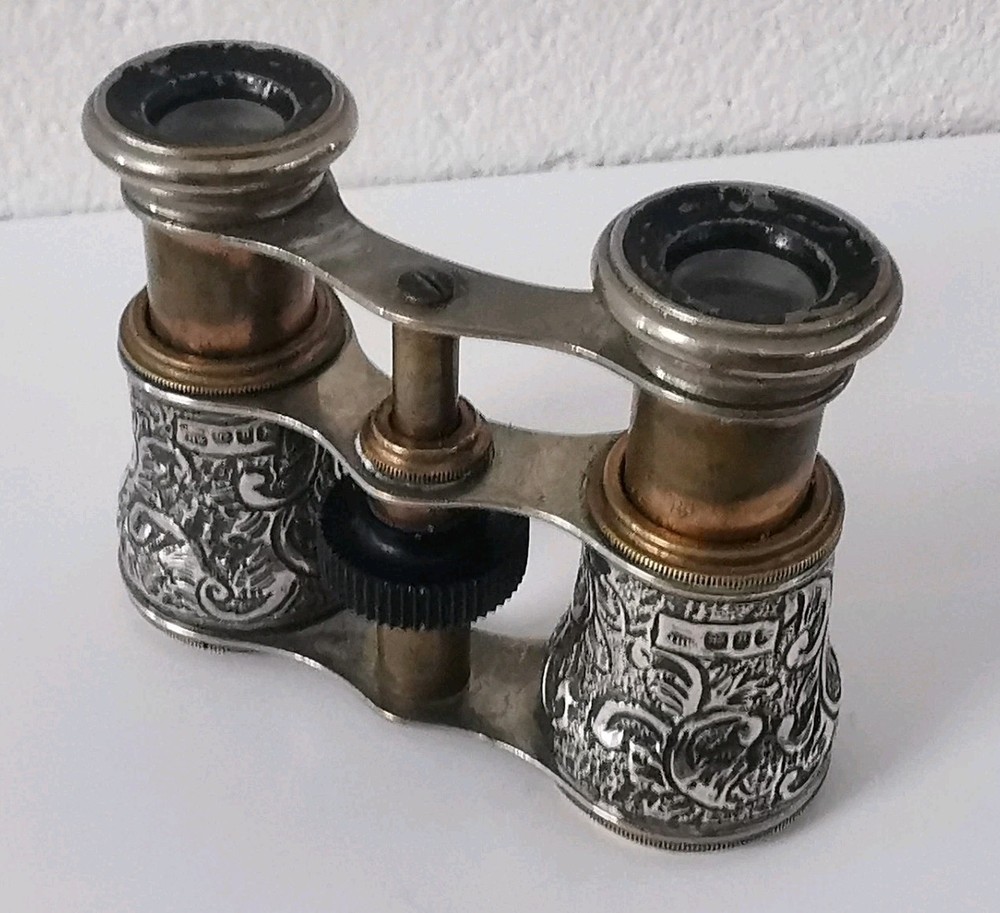 Fine Pair Of Victorian Solid Silver Mounted Opera Glasses - Birm 1889.