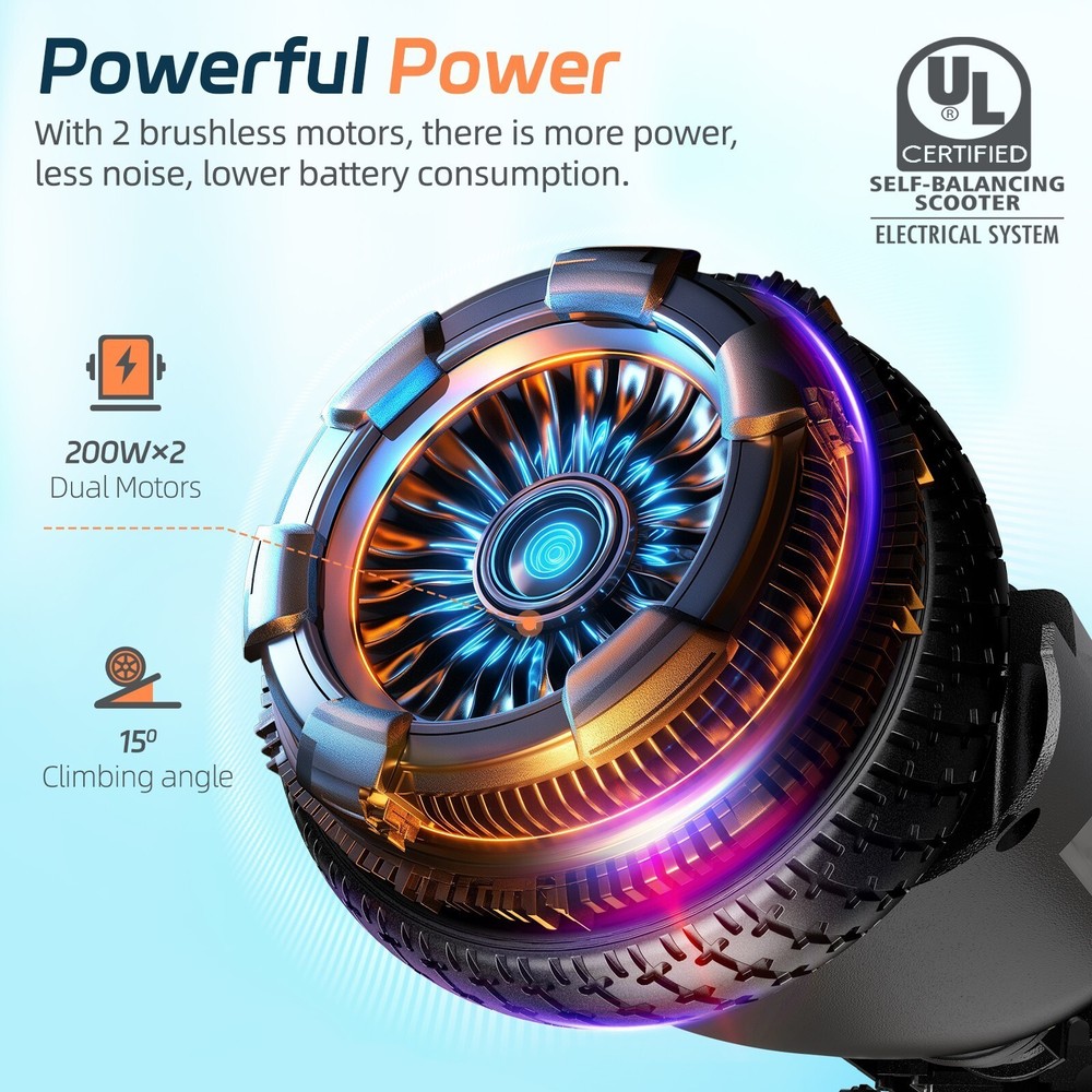 Electric Hoverboard 6.5'' LED Wheels Bluetooth Self-Balancing 360° Rotation