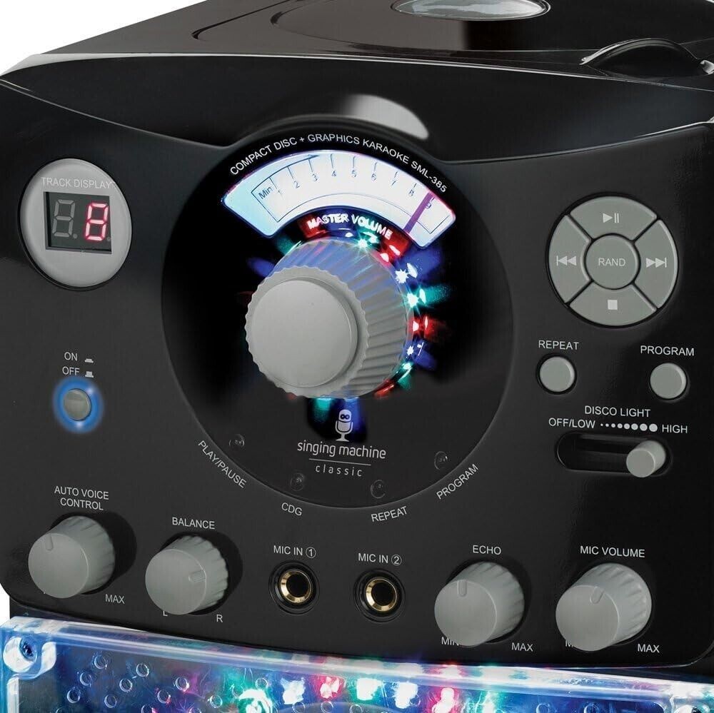 SINGING MACHINE SML385 KARAOKE SYSTEM W/ LED DISCO LIGHTS *DISTRESSED PKG
