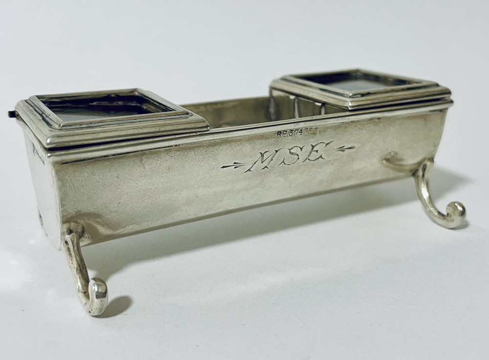 Antique Victorian Solid Sterling Silver Double Stamp Trough Box Chester 1885