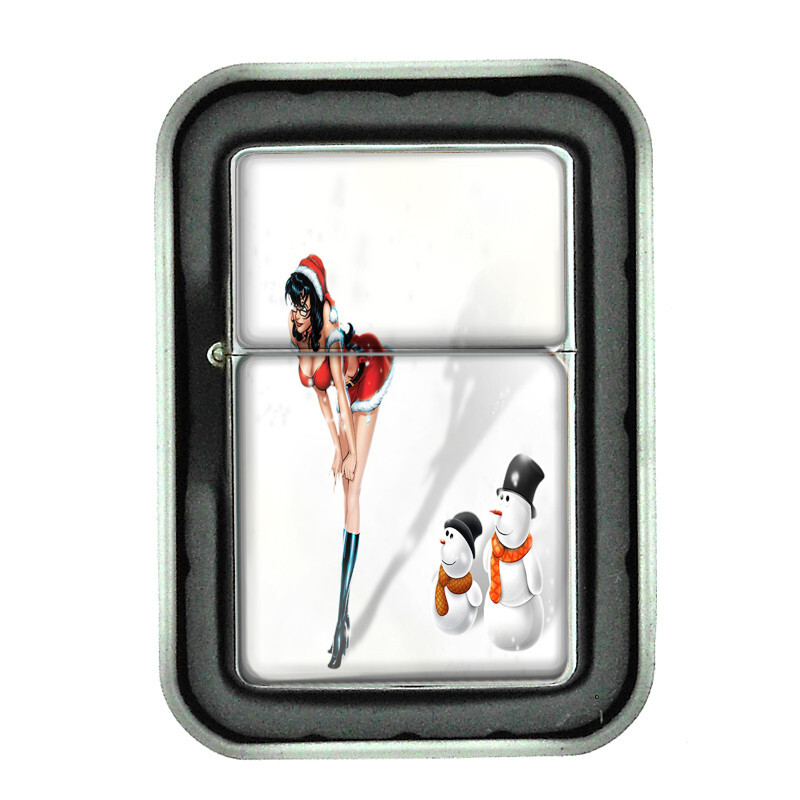 Christmas D9 Flip Top Oil Lighter Windproof