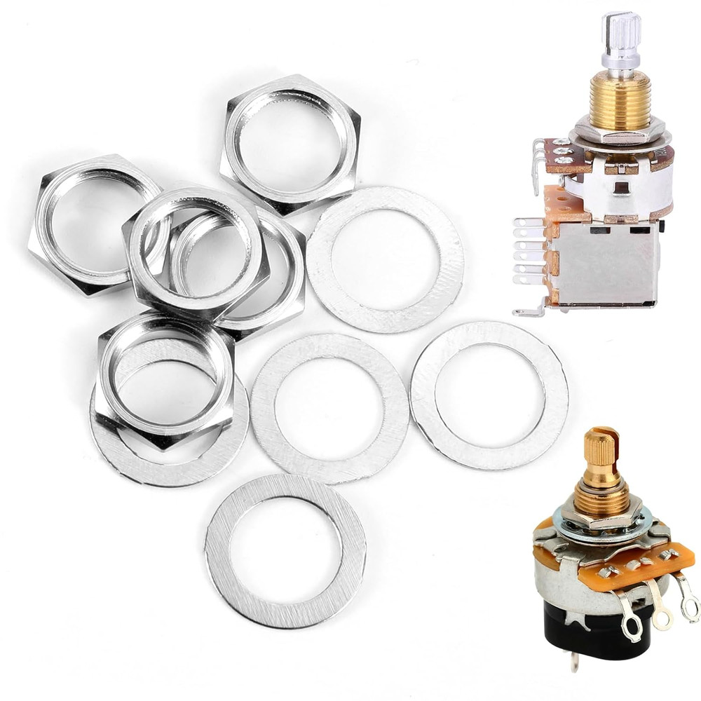 10 Pcs Guitar Input Output Jack Socket Nut and Washer, US Thread 3/8" Guitar ...
