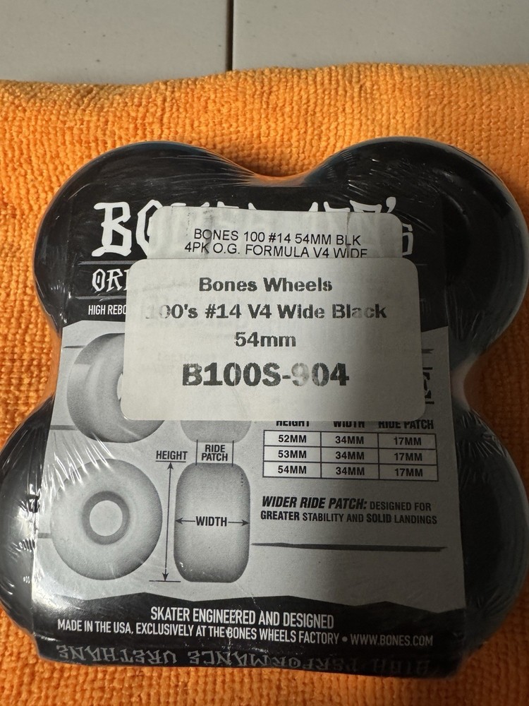 Bones 100’s 54mm Skateboard Wheels w/o Bearings