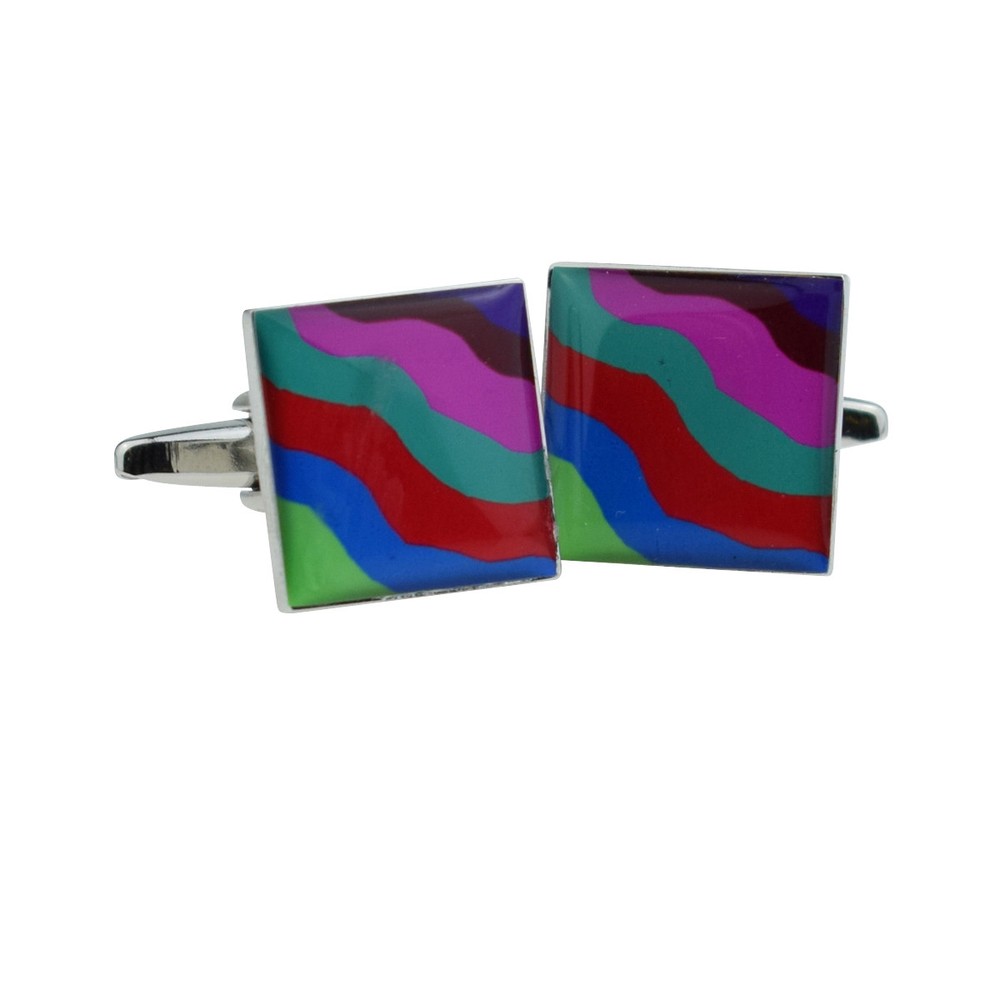 Multicoloured Squiggles Design Cufflinks X2BOCS152