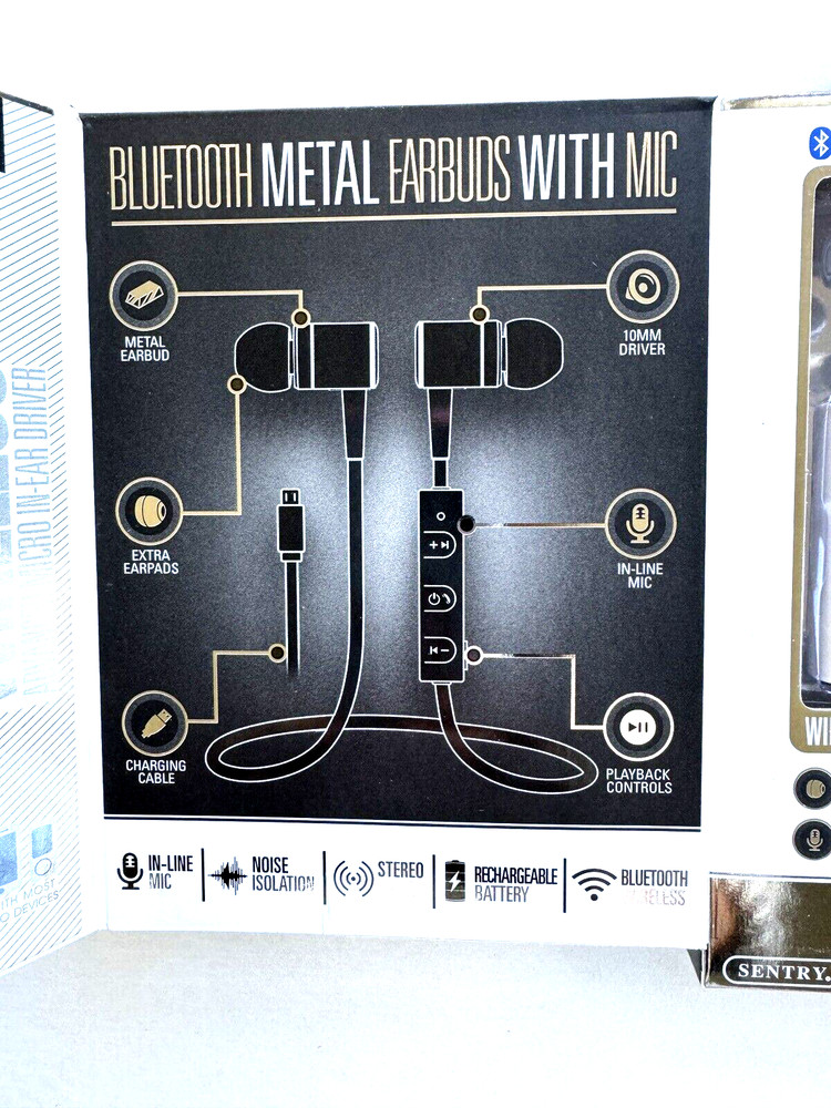 EVO Wireless Bluetooth Earbuds w/Mic - White Includes zippered case, extra pads