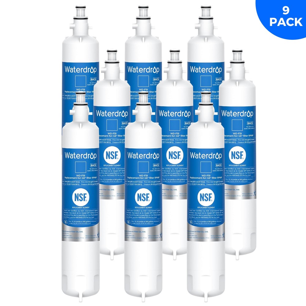 Waterdrop RPWF Refrigerator Water Filter Replacement for GE® RPWF, 9 Pack