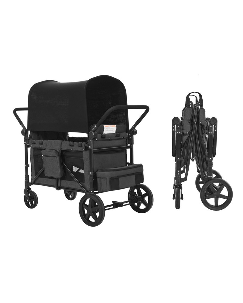 Wagon Stroller 4 seater Push Pull Quad Collapsible Stroller 330LBS with Canopy