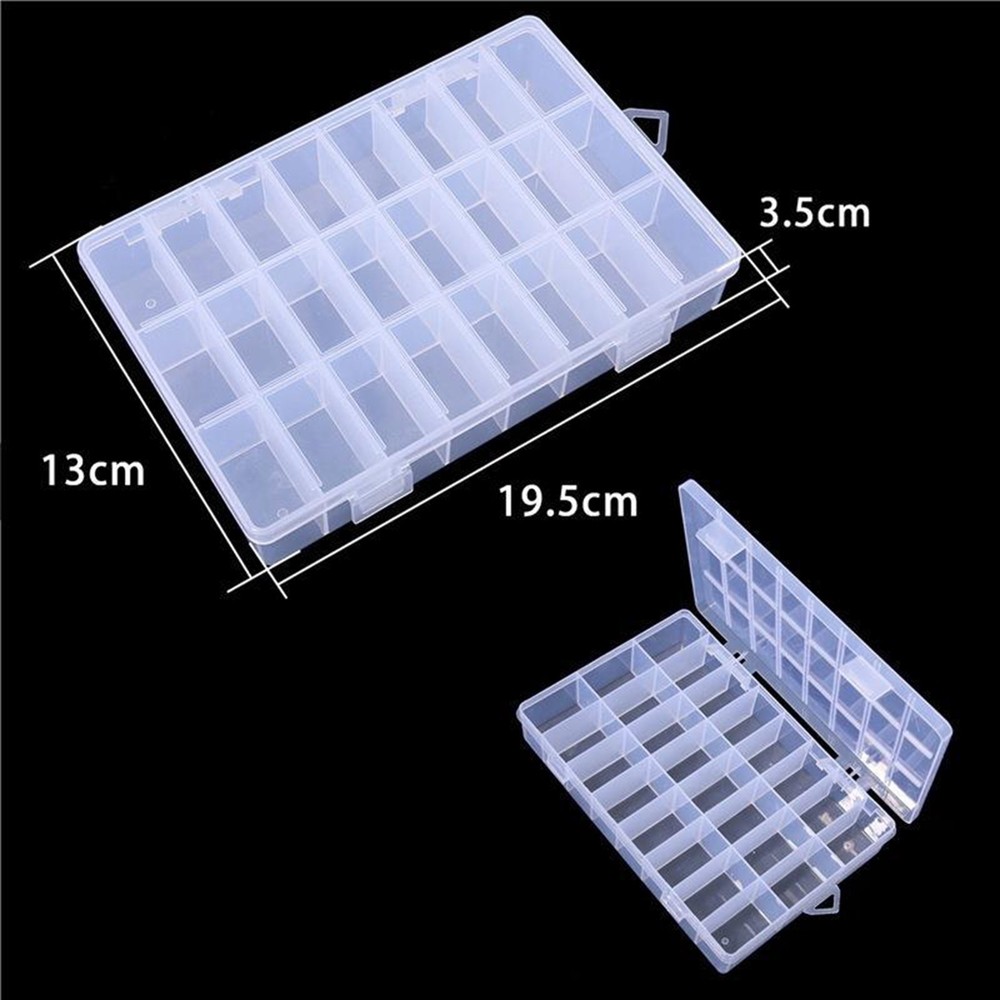 Clear Plastic Organizer Box Case 24 Grids Craft Beads Display Storage Container