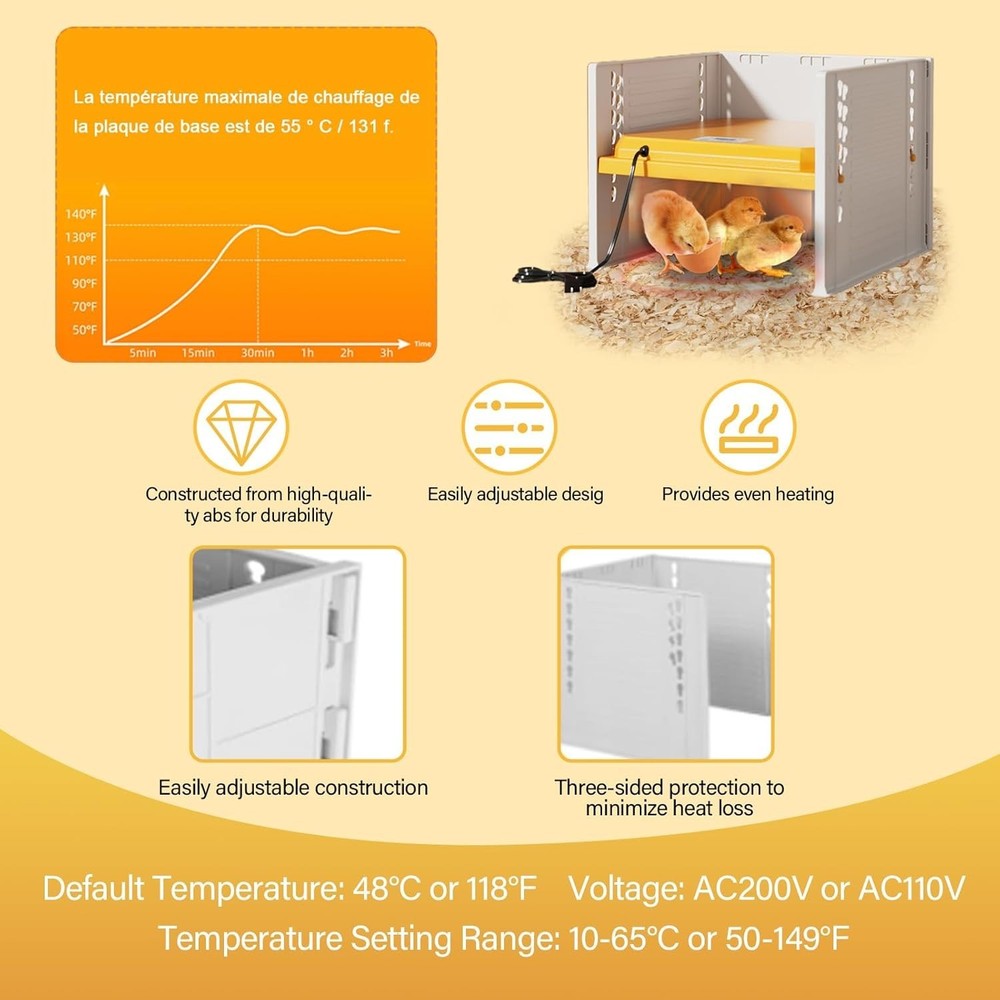 Brooder Box for Chicks, - Chicken Heater, Poultry Brooder with Heaters for