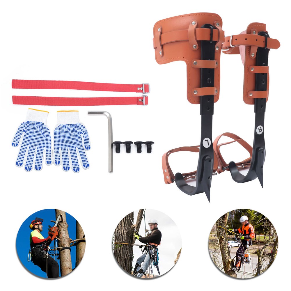 Tree Climbing Spike Kit Pole Climbing Spurs Steel Adjustable Climber Strap Gaffs