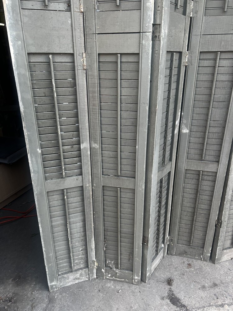 MASSIVE 8 panel shutter screen c1890 - 88” h x 75.5” wide - louvered & hinged