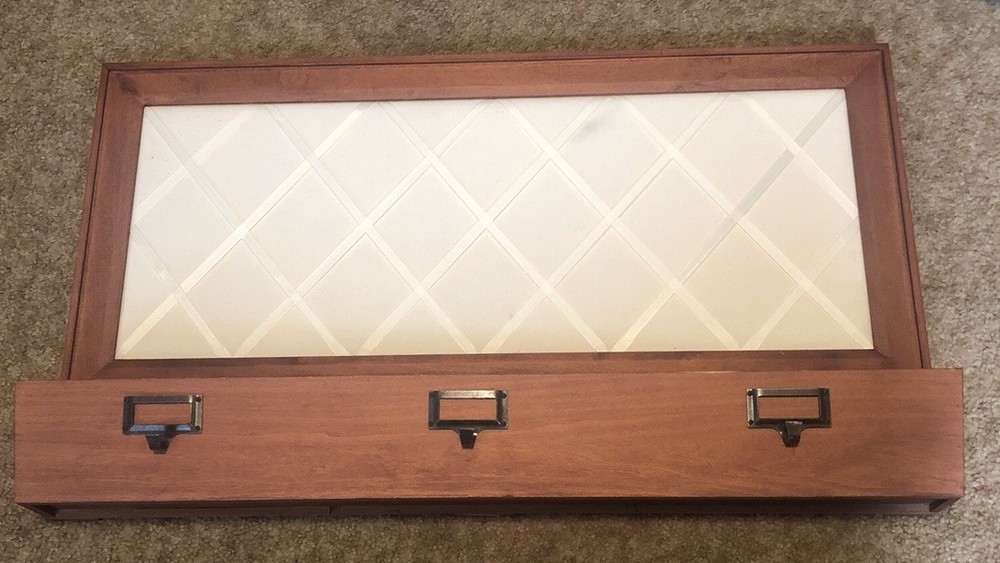 POTTERY BARN SOLID WOOD FRAMED WALL Hang MESSAGE BOARD w/STORAGE Organization