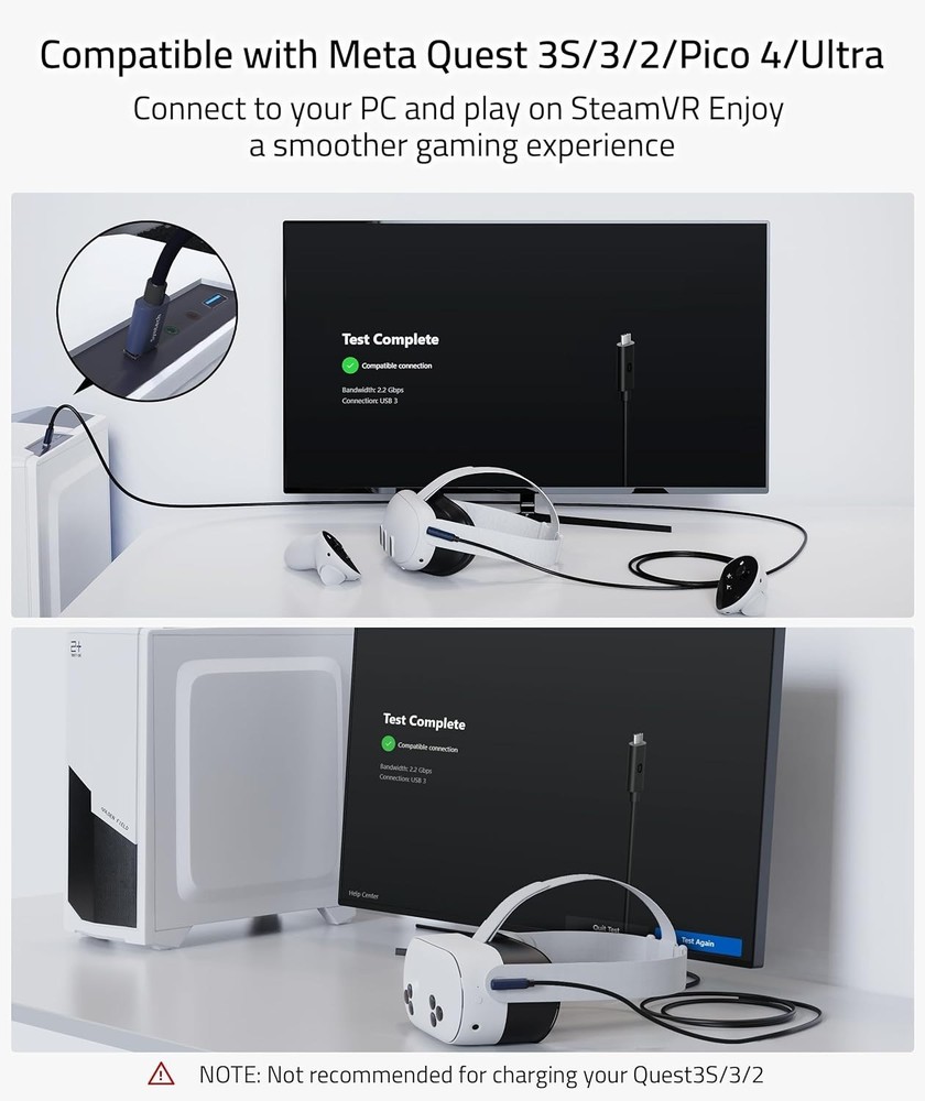 20FT High-Speed USB VR Link Cable for Meta Quest & Pico