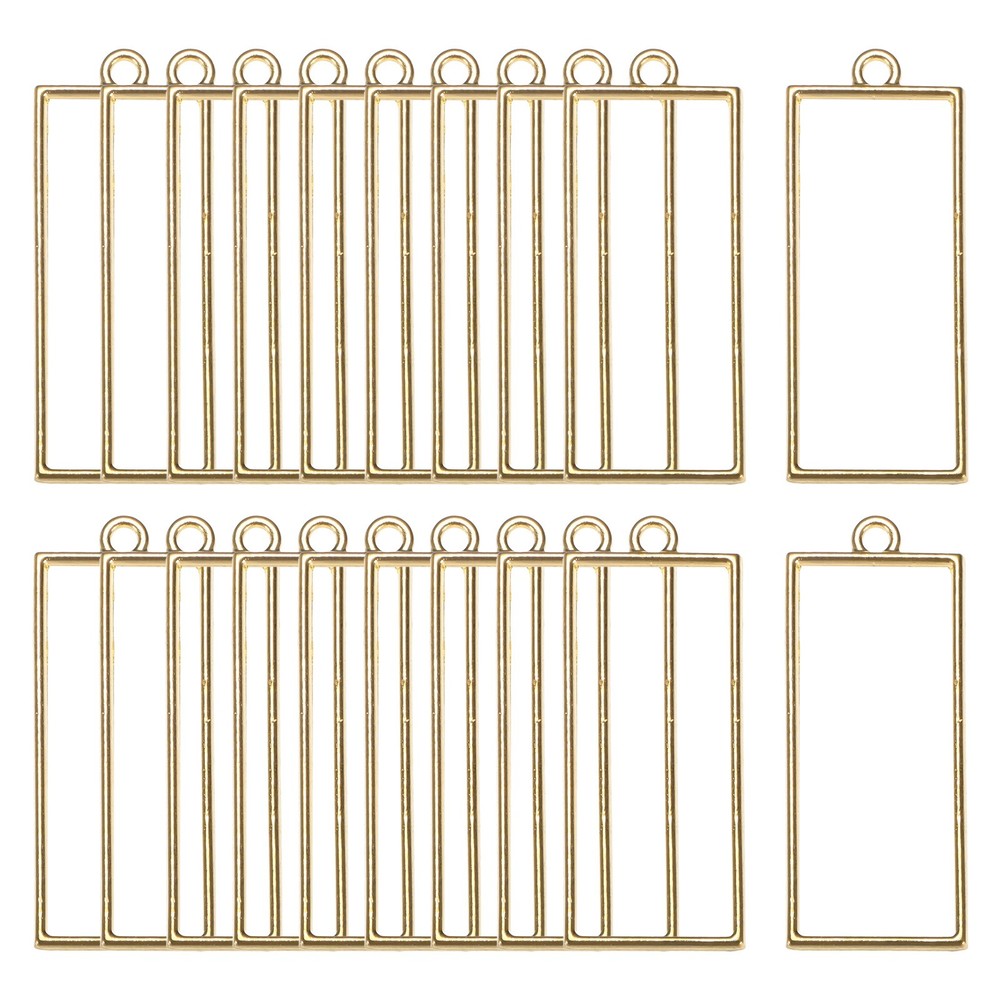 20-Pack Open Bezels, Rectangle Bezel Pendants for Resin[Bright Gold]