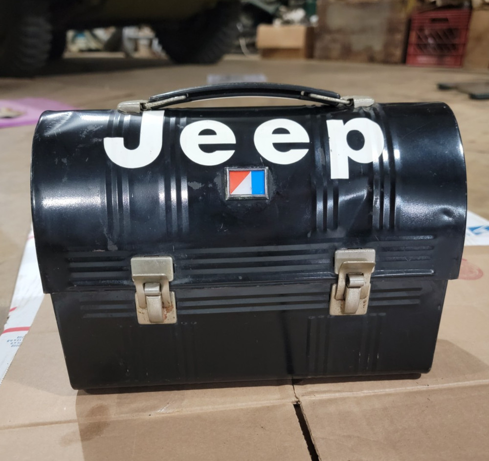 Vintage Jeep Dome Metal Lunch Box Aladdin Industries 1940's 1950's Era Willys
