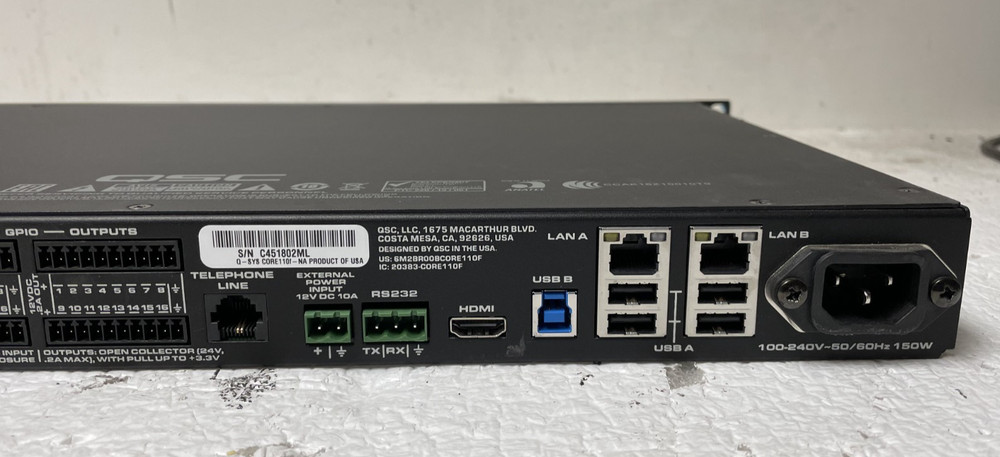 QSC Q-Sys Core110F Network Audio Processor For Parts *READ