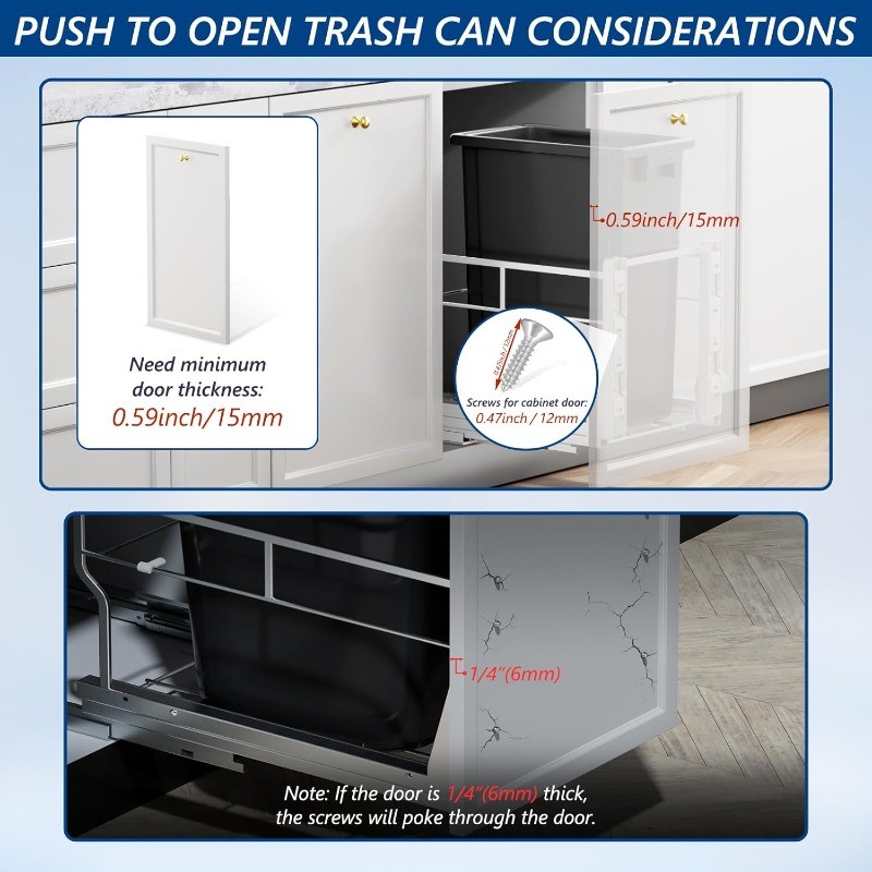 Pull Out Trash Can Under Cabinet with Soft-Close Slides, Heavy Duty Under Sink