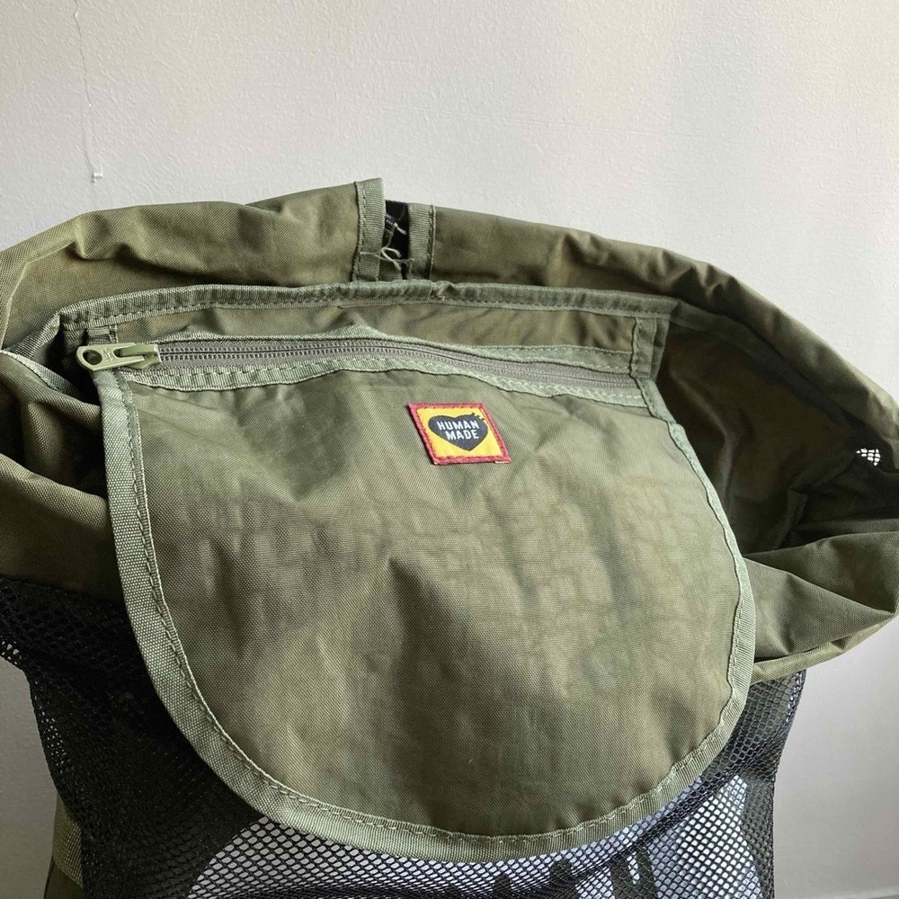 Human Made Drawstring Mesh Backpack Olive From Japan