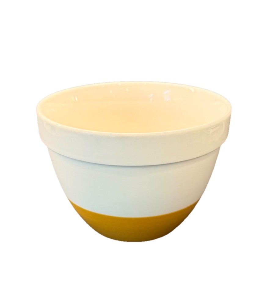 Crate & Barrel Ceramic Nesting Mixing Bowl Yellow 6 5/8”
