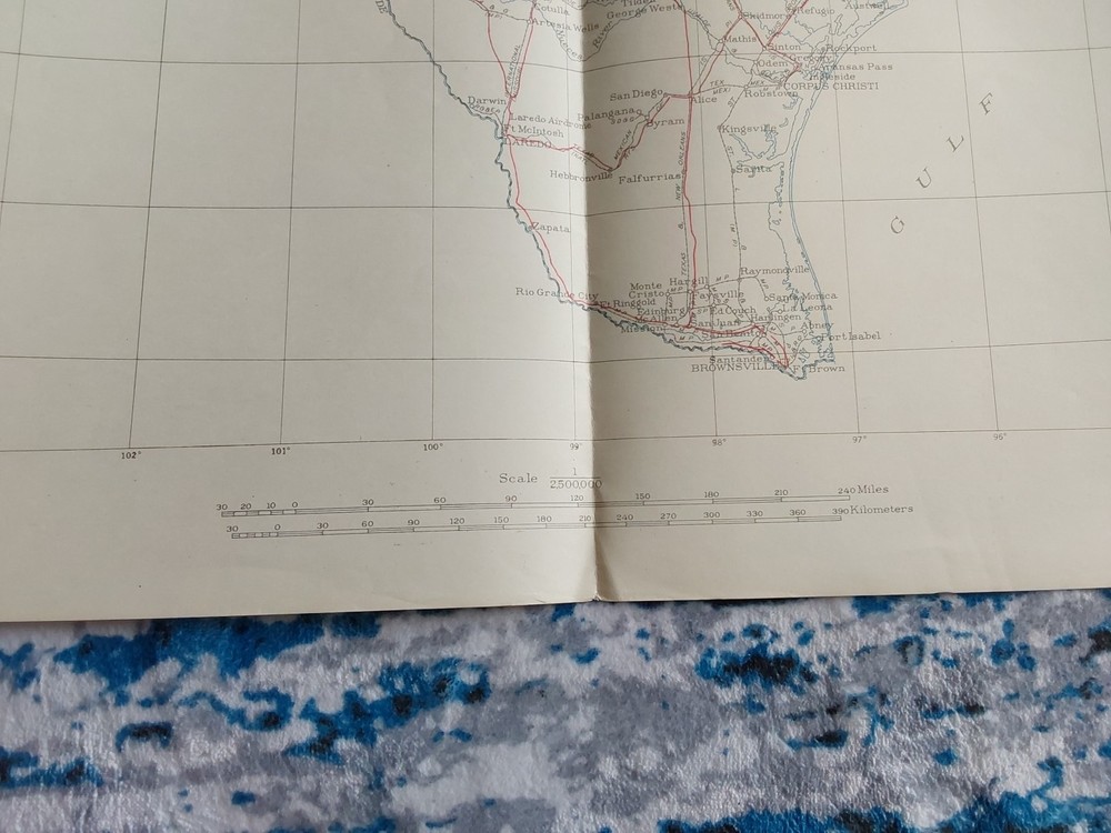 WWII 1942 Eighth Service Command Engineer Map TX LA AR